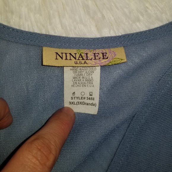 Nina Lee Ladies Blouse with Matching Sheer Jacket 3X Blue Gray - Picture 9 of 14